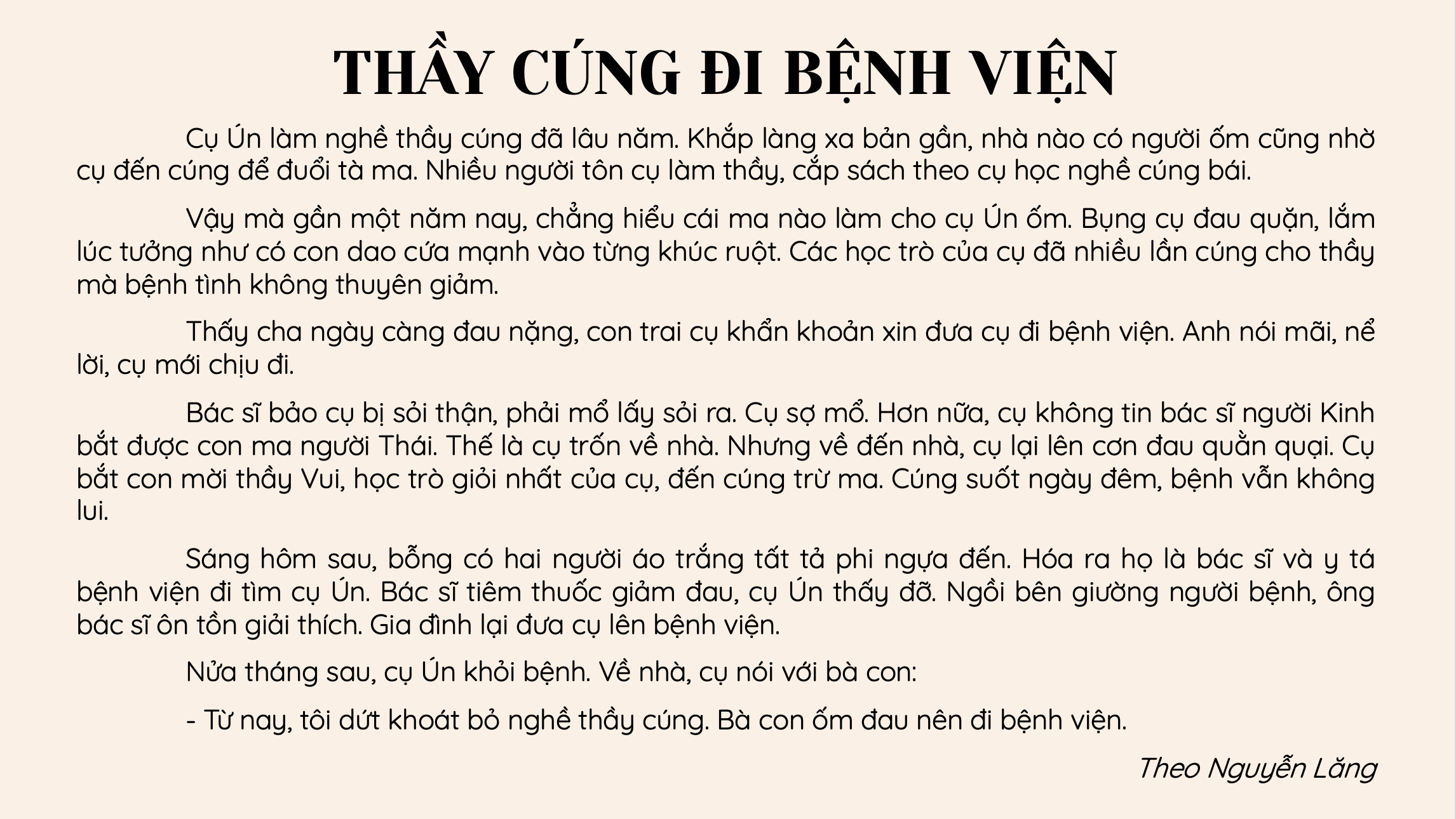 bài đọc thầy cúng đi bệnh viện